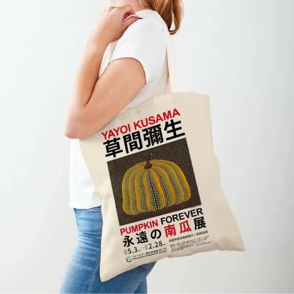 BACK IN STOCK! YAYOI KUSAMA PUMPKIN FOREVER KYOTO EXHIBITION TOTE BAG - Picture 1 of 7